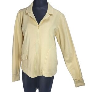 Butter Yellow Pastel Color Me Cotton Sweater Womens Size Small CMC Full Zip Prep